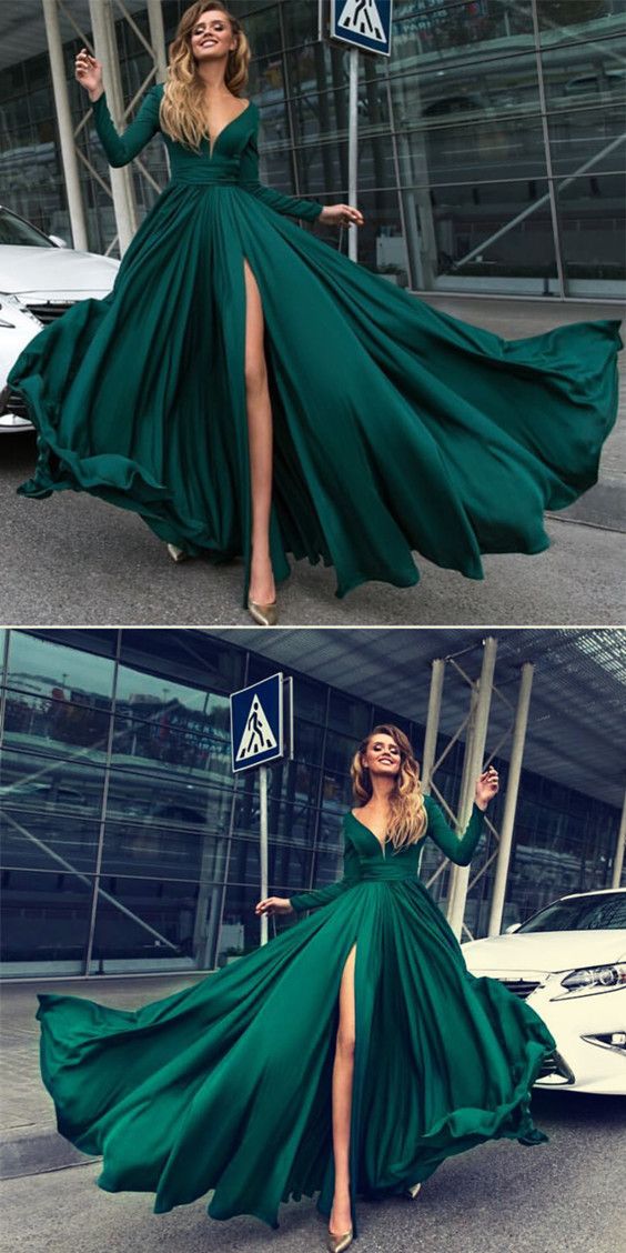emerald green prom dress 2018